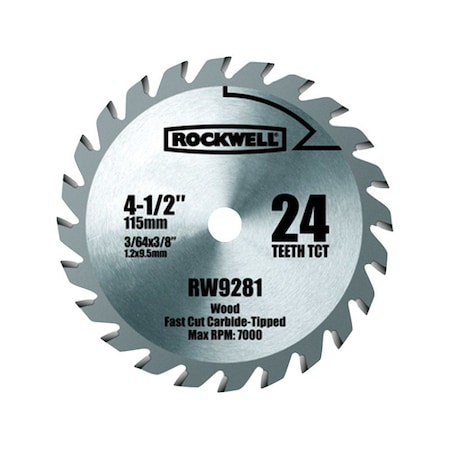 Rockwell Rockwell 4-1/2 in. D X 3/8 in. Versacut Carbide Tipped Circular Saw Blade 24 teeth 1 pc RW9281